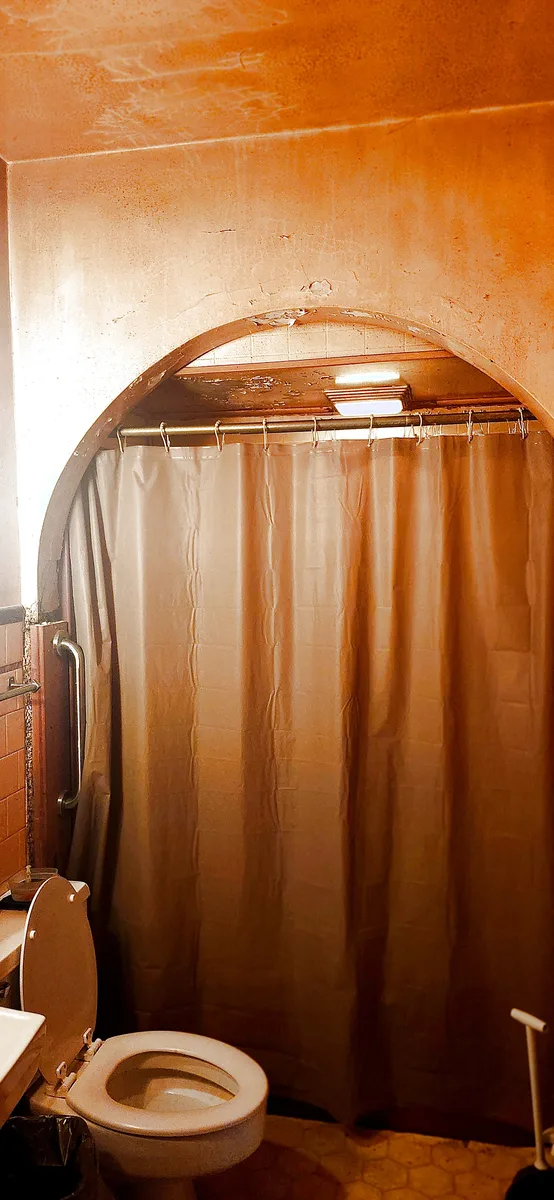 Severely distressed bathroom before cash purchase Metro East Illinois